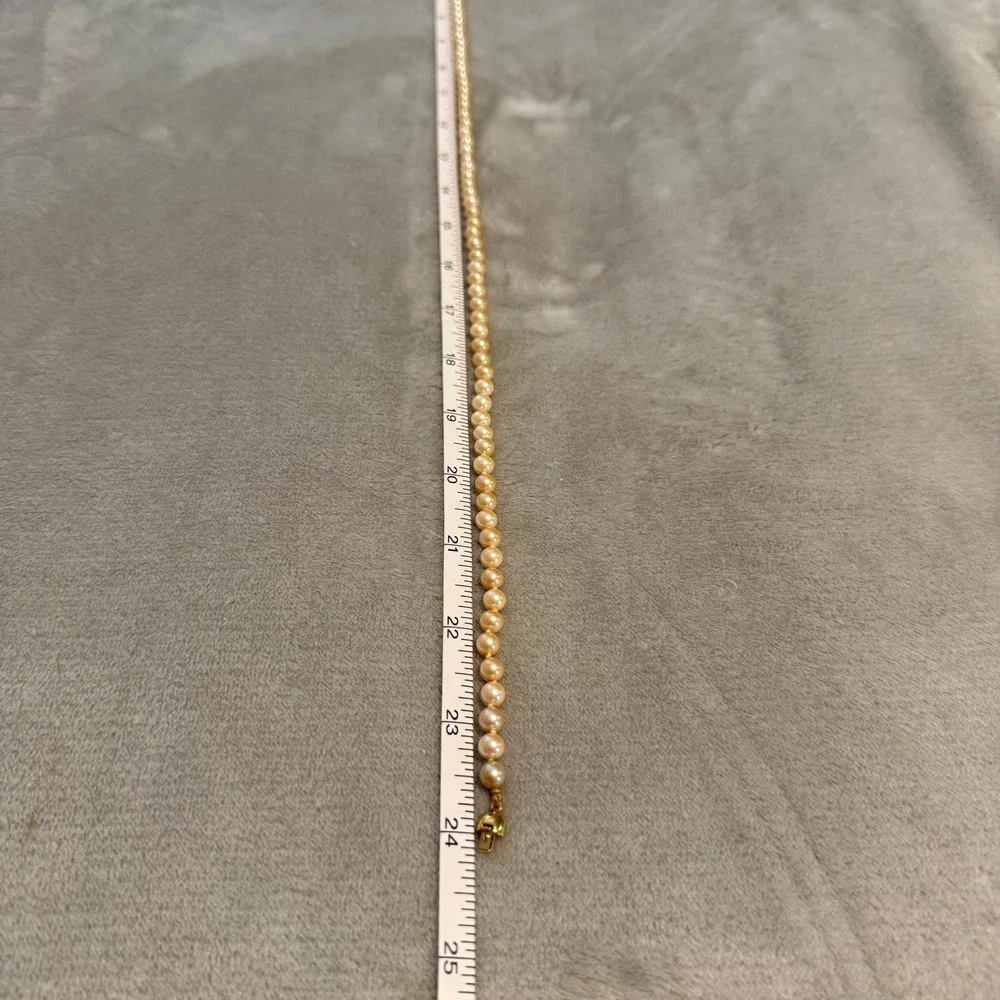 Vintage Monet Pearl Necklace Signed Gold-Tone Clasp Long Strand‎